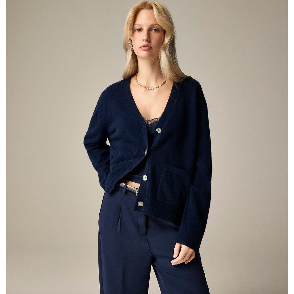 J. Crew Blue Chunky Knit Cardigan Sweater